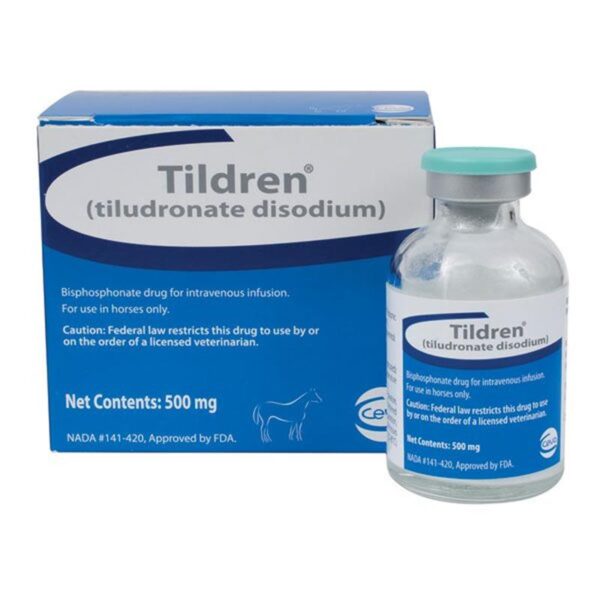 Buy Tildren online   Each 30 ml vial contains a sterile powder of 500 mg tiludronic acid (as tiludronate disodium) and 250 mg mannitol USP. Buy Tildren for Horses  Online from us at very competitive prices. Tildren is a prescription medication formulated to help horses control symptoms associated with navicular syndrome. This degenerative. Buy Tildren online usa, Order Tildren online Arkansas. What is the cost of Tildren , where to buy Tildren , how to use Tildren . How long does Tildren last in the system, Tildren side effect. Best place to buy Tildren near me Colorado. Buy Tildren with 2 days free shipping. Order Tildren near me Delaware, where to get Tildren in Georgia. cheap Tildren. condition typically causes pain in the heel of the horse’s front feet, where the navicular bone is located. Horses can experience pain from changes in the bones, tendons, ligaments and bursa—the joint structures that are filled with fluid. This pain can result in lameness, which causes the horse to move abnormally by overcompensating for the affected area. Tildren helps to restore balance to the bone remodeling process, which replaces old bone tissue with new tissue. Uses Tildren is indicated for the control of clinical signs associated with navicular syndrome in horses. Navicular syndrome is the most common cause of chronic forelimb lameness in performance horses. It is a degenerative process instigated by mechanical forces. Buy Tildren Infusion. Possible Side Effects Do not use in horses with impair renal function or with a history of renal disease. Bisphosphonates are excreted by the kidney; therefore, conditions causing renal impairment may increase plasma bisphosphonate concentrations resulting in an increased risk for adverse reactions. Do not use in horses with known hypersensitivity to tiludronate disodium or to mannitol. Drug & Food Interactions NSAIDs should not be used concurrently with Tildren. Concurrent use of NSAIDs with Tildren may increase the risk of renal toxicity and acute renal failure. Precautions NSAIDs should not be use concurrently with Tildren. Concurrent use of NSAIDs with Tildren may increase the risk of renal toxicity and acute renal failure. The safe use of Tildren has not been evaluated in horses less than 4 years of age. Bisphosphonates should not be used in pregnant or lactating mares, or mares intended for breeding. Recommended Dosage A single dose of Tildren should be administered as an intravenous infusion at a dose of 1 mg/kg (0.45 mg/lb). The infusion should be administered slowly and evenly over 90 minutes to minimize the risk of adverse reactions. Maximum effect may not occur until 2 months post-treatment. Buy Tildren online usa, Order Tildren online Arkansas. What is the cost of Tildren , where to buy Tildren , how to use Tildren . How long does Tildren last in the system, Tildren side effect. Best place to buy Tildren near me Colorado. Buy Tildren with 2 days free shipping. Order Tildren near me Delaware, where to get Tildren in Georgia. cheap Tildren. Storage Instructions Sterile powder (not reconstituted): Store at controlled room temperature 68-77° F (20-25° C). After preparation, the infusion should be administered either within 2 hours of preparation, or it can be stored for up to 24 hours under refrigeration at 36-46° F (2-8° C) and protected from light. Dosing Instructions Step 1: Preparation of the reconstituted solution (20 mg/mL). Tildren should be reconstituted using strict aseptic technique. Remove 25 mL of solution from a 1 liter bag of sterile 0.9% Sodium Chloride Injection, USP and add it to one vial of Tildren. Shake gently until the powder is completely dissolved. This reconstituted solution contains 20 mg of tiludronate disodium per mL. After reconstitution further dilution is required before administration. Step 2: Preparation of the solution for infusion. Using strict aseptic technique, withdraw the appropriate volume of the reconstituted solution based on the horse’s body weight (see Table 1 below). Inject that volume back into the 1 liter bag of sterile 0.9% Sodium Chloride Injection, USP. Horses greater than 1,210 lbs. will require a second vial of reconstituted Tildren solution. Invert the infusion bag to mix the solution before infusion. Label the infusion bag to ensure proper use.After preparation, the infusion should be administered either within 2 hours of preparation, or it can be stored for up to 24 hours under refrigeration at 36-46° F (2-8° C) and protected from light. Step 3: Administer for infusion through a suitable intravenous catheter inserted into a jugular vein and connected to the infusion bag using sterile disposable infusion tubing. Do not reconstitute or mix Tildren with calcium containing solutions or other solutions containing divalent cations such as Lactated Ringers as it may form complexes with these ions. Buy Tildren online usa, Order Tildren online Arkansas. What is the cost of Tildren , where to buy Tildren , how to use Tildren . How long does Tildren last in the system, Tildren side effect. Best place to buy Tildren near me Colorado. Buy Tildren with 2 days free shipping. Order Tildren near me Delaware, where to get Tildren in Georgia. cheap Tildren.