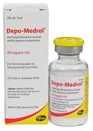 As with other adrenal steroids, DEPO-MEDROL Sterile Aqueous Suspension has been found useful in alleviating the pain and lameness associated with acute localized arthritic conditions and generalized arthritic conditions. It has been use successfully to treat rheumatoid arthritis, traumatic arthritis, osteoarthritis, periostitis, tendinitis, synovitis, tenosynovitis, bursitis, and myositis of horses; traumatic arthritis, osteoarthritis, and generalized arthritic conditions of dogs. Remission of musculoskeletal conditions may be permanent, or symptoms may recur, depending on the cause and extent of structural degeneration. Depo Medrol Injection For Dogs