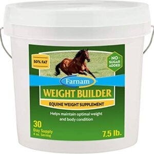 farnam weight builder for horses​ is a high-calorie supplement designed to support weight gain, muscle development, and overall body condition in horses.