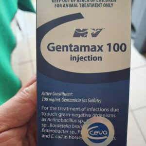 Gentamax 100 is a veterinary antibiotic used for treating bacterial infections in animals. It contains gentamicin, a broad-spectrum aminoglycoside